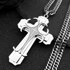 Cross Steel Pendant Layered Collar Hombren6134