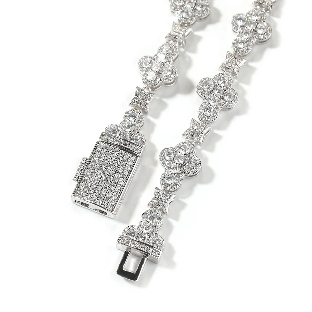 THE BLING KING 10mm Cross Link Chain Necklace Prong Setting 5A Cubic Zirconia Choker HipHop Fashion Jewelry For Party Gift