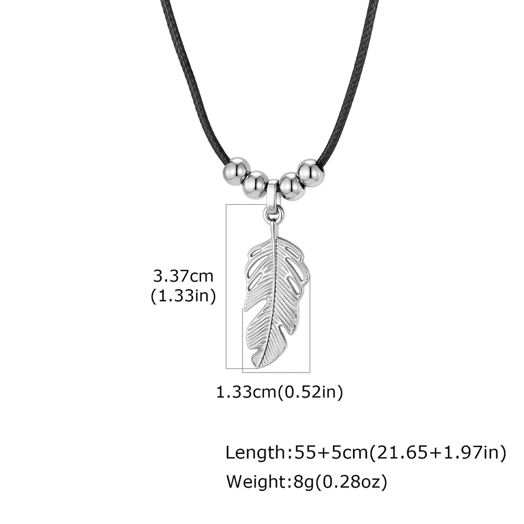 Feather Stainless Steel Pendant Necklace