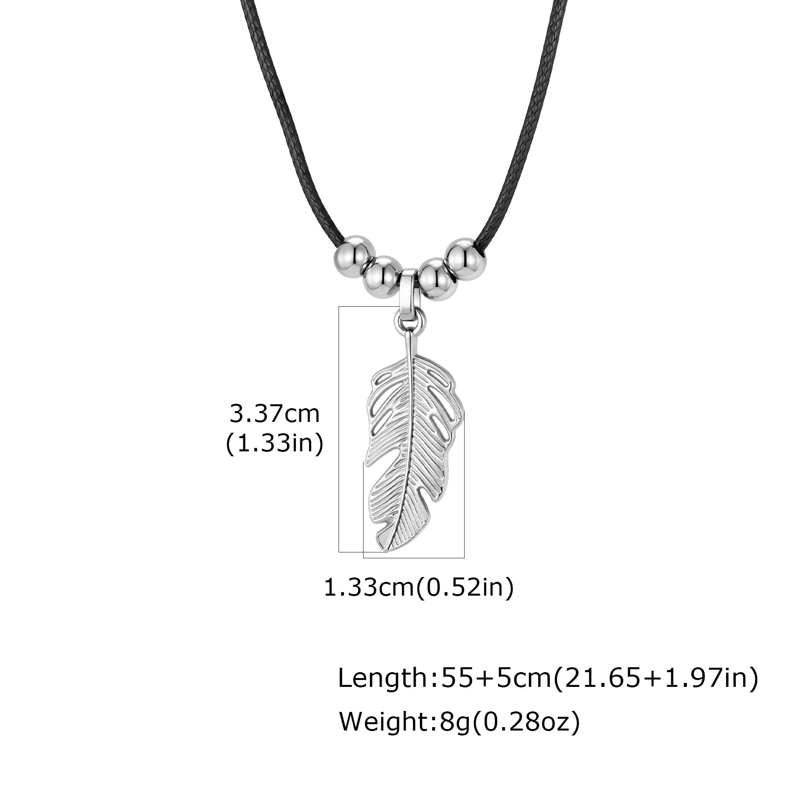 Feather Stainless Steel Pendant Necklace