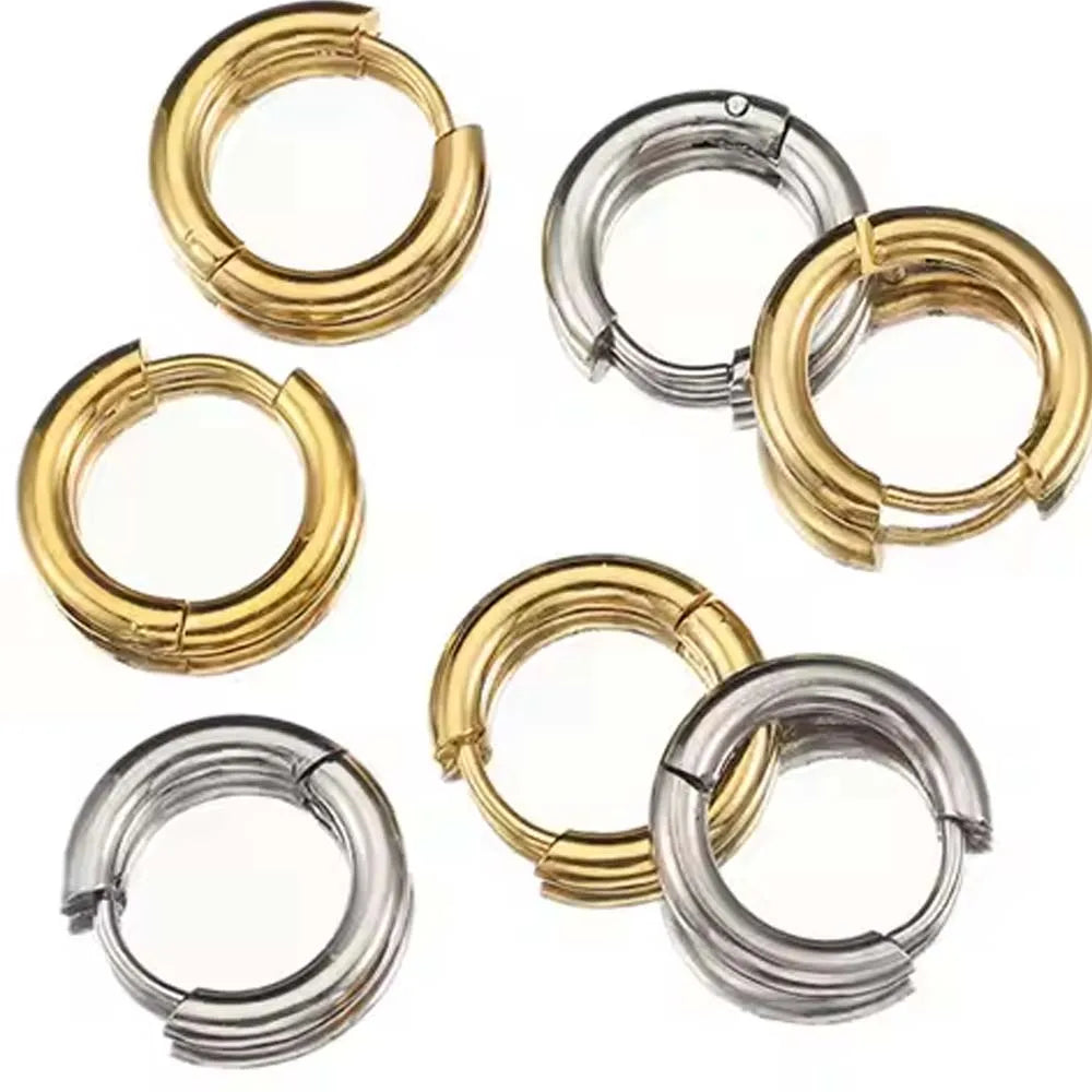 Chunky Smooth Round Hoop Earrings 20mm — Stainless Steel