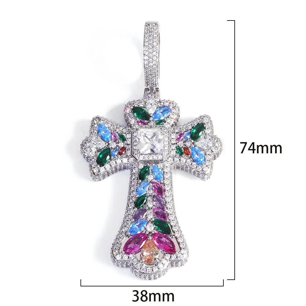 Iced Cross Pendant Necklace