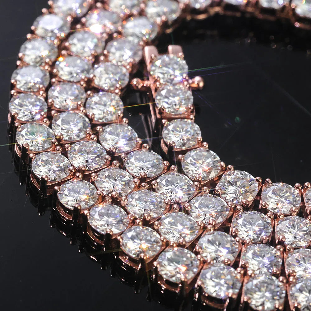 925 Silver VVS Moissanite Tennis Necklace Rose Gold