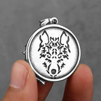 Wolf Viking Steel Pendant 316L Head Relief