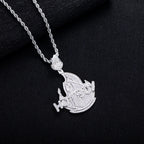 Iced Out Flame Pendant — 14K Gold