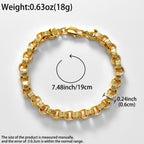 Men Byzantine Box Link Bracelet 750 Italy Stamp Unisex Bangle Hip Hop Vintage Metal Wrist Jewelry Accessories Daily