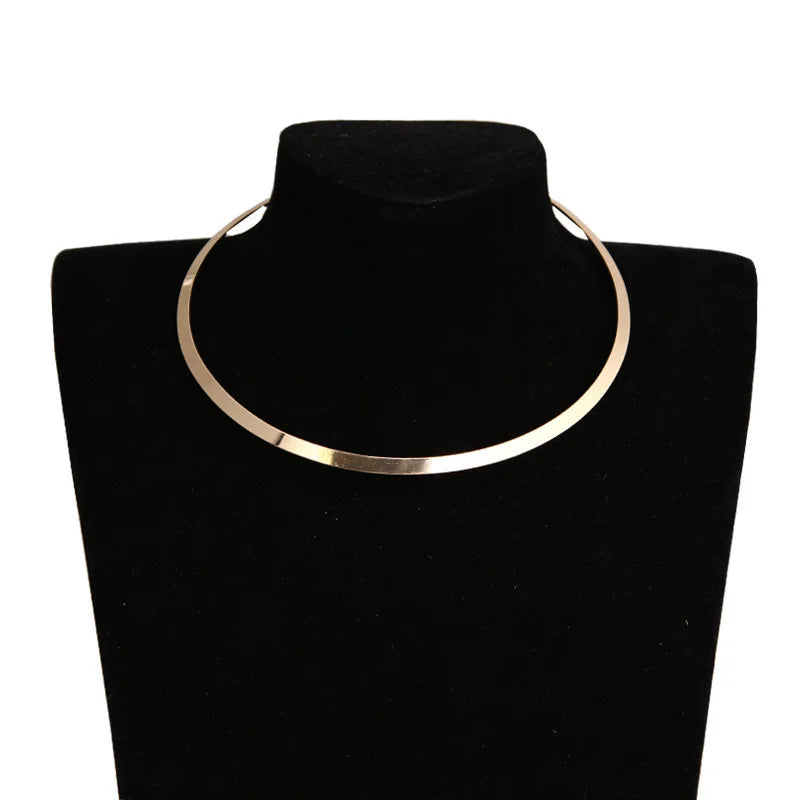 Punk Metal Torques for Women Gothic Golden Silver Color Smooth Chain Collar Fashion Choker Necklace Retro Personality