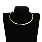 Punk Metal Torques for Women Gothic Golden Silver Color Smooth Chain Collar Fashion Choker Necklace Retro Personality