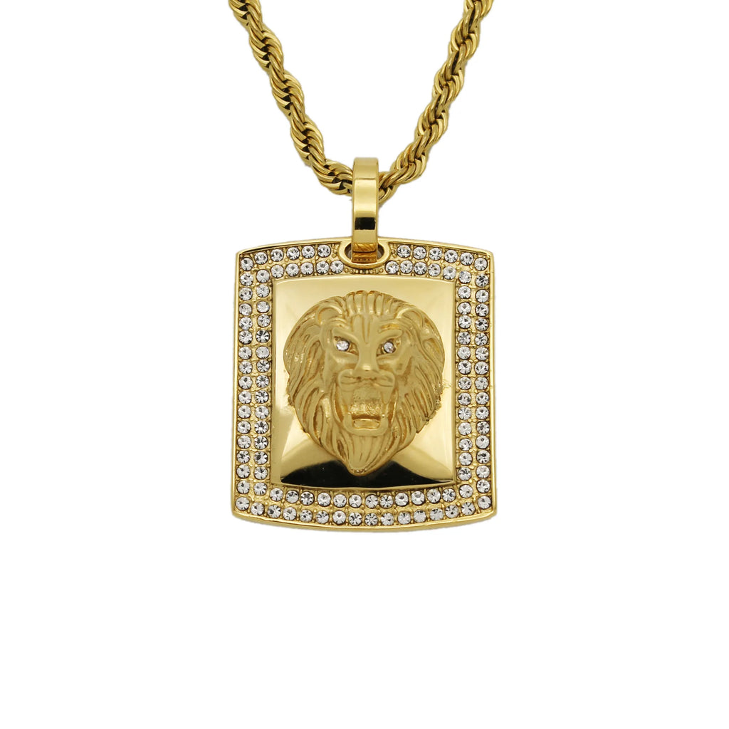 Lion Head Pendant Necklace — Stainless Steel