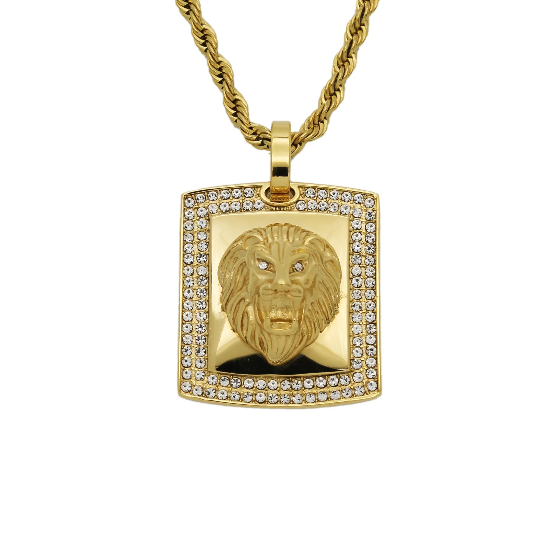 Lion Head Pendant Necklace — Stainless Steel