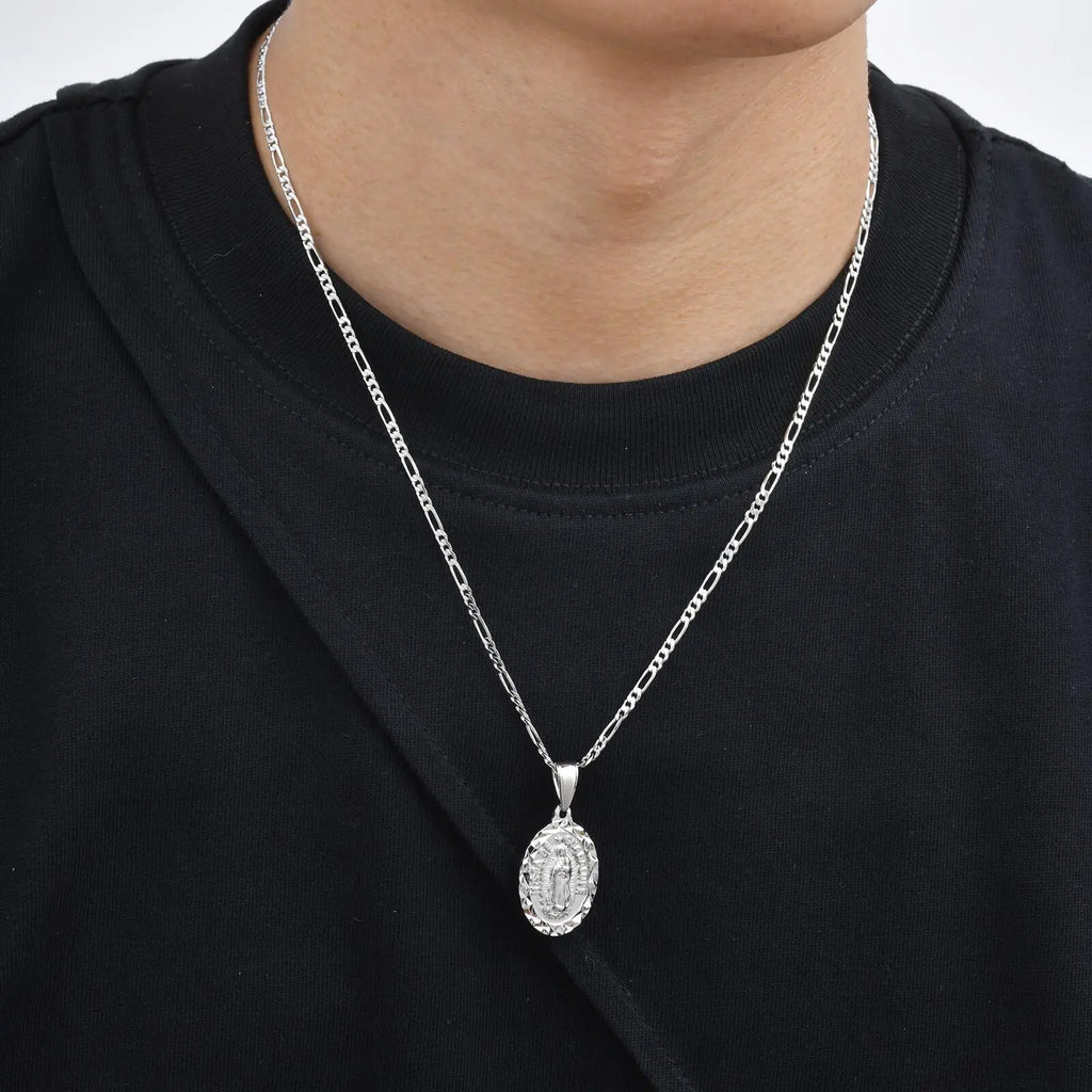 Virgin Mary Figaro Chain Pendant — SS