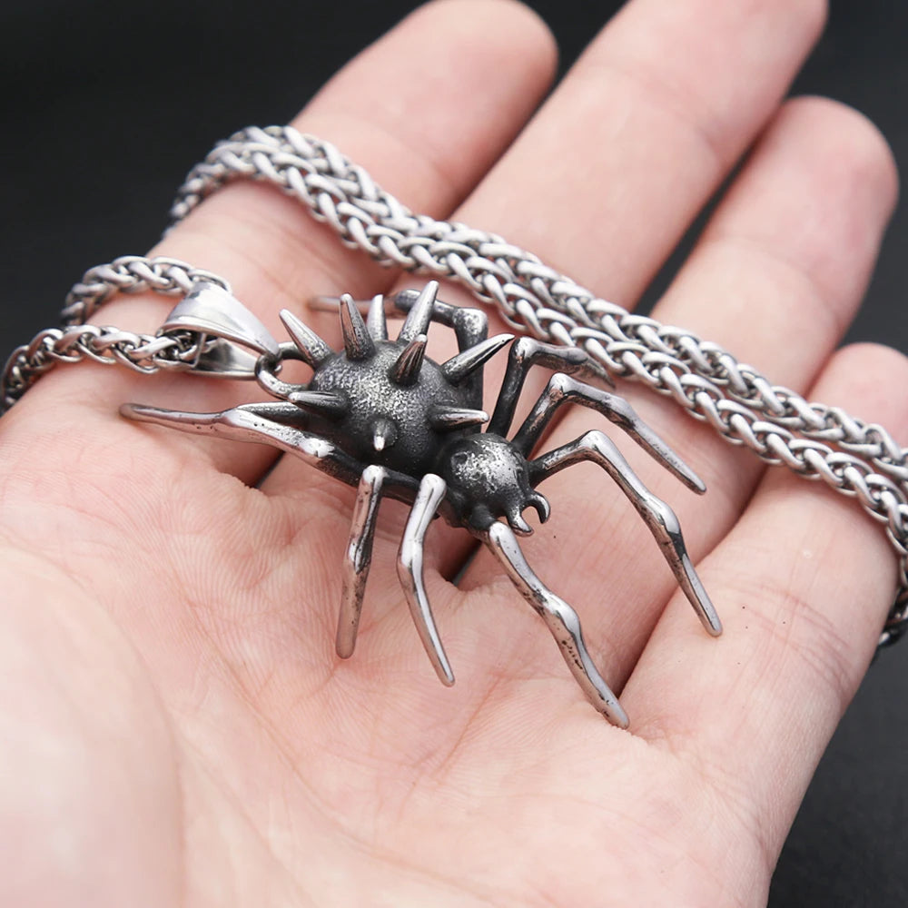 Gothic Spider Pendant Necklace — Stainless Steel