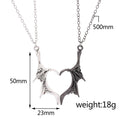 Gothic Split Wing Heart-Shaped Necklace Punk Bat Wings Pendant Unisex Jewelry Accessory for Valentine's Day Gift