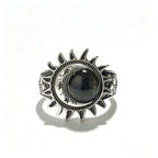 Sun Star Moon Cabochon Ring — Silver-Tone Bohemian
