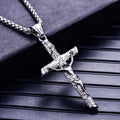 Stainless Steel Titanium Cross Jesus Christ Human Pendant Hip Hop Collar Chain Necklace for Women Men Gift Fashion Jewel