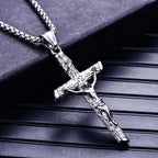 Stainless Steel Titanium Cross Jesus Christ Human Pendant Hip Hop Collar Chain Necklace for Women Men Gift Fashion Jewel