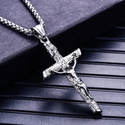 Two-Tone Jesus Cross Pendant Necklace — Stainless Steel