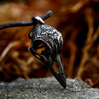 Punk Unique Viking Crow Skull Pendant For Men Vintage Stainless Steel Nordic Animal Necklace Biker Amulet Jewelry
