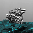 Viking Double Head Raven Huginn Muninn Ring Men's Vintage Stainless Steel Punk Hip Hop Celtic Biker Fashion Rings