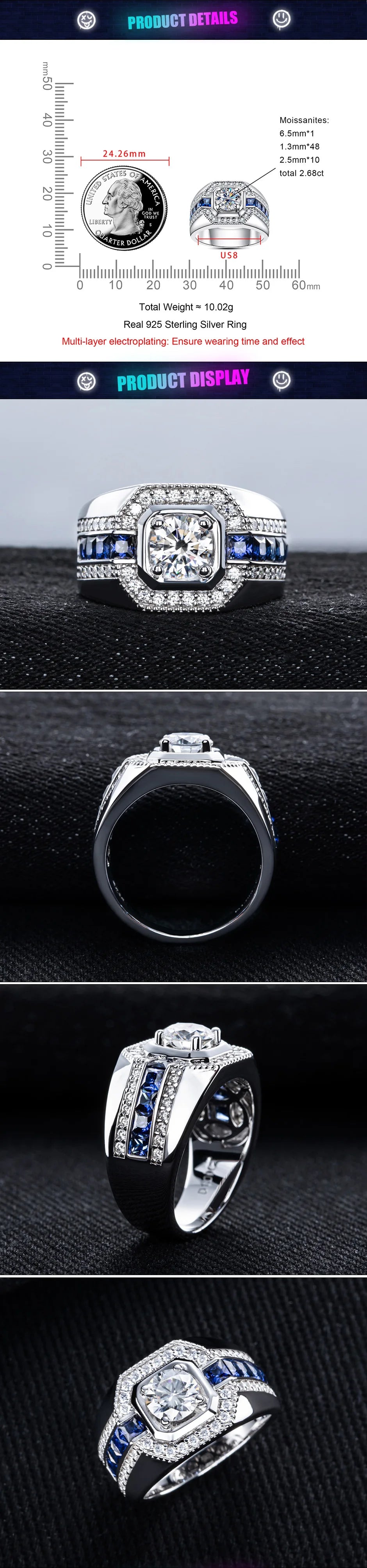 Iced Out VVS Diamond Ring — 925 Silver