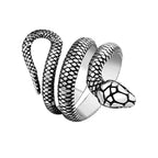 Punk Vintage Viking Snake Ring Men Women Stainless Steel Animal Ring Fashion Simple Biker Amulet Jewelry Gifts