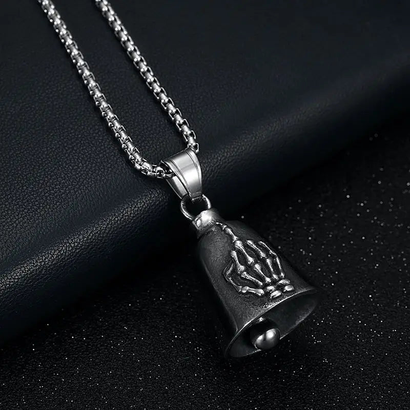 Moto Bell Steel Pendant Retro Skeleton Palm Middle