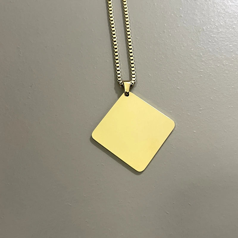 10pcs/Set Mirror Polish Stainless Steel 30x30mm Pendant Fashion Box Chain Necklace  Accessories for Fashionable Jewelry Making