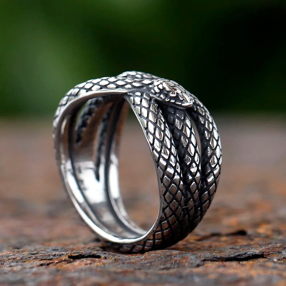 2024 New Good Detail Men's Punk Rock FASHION Ring With 3D Snake Gothic Style 316L Stainless Steel Biker Anel Movie