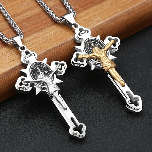 Cross Jesus Christ Steel Pendant 316L Religious