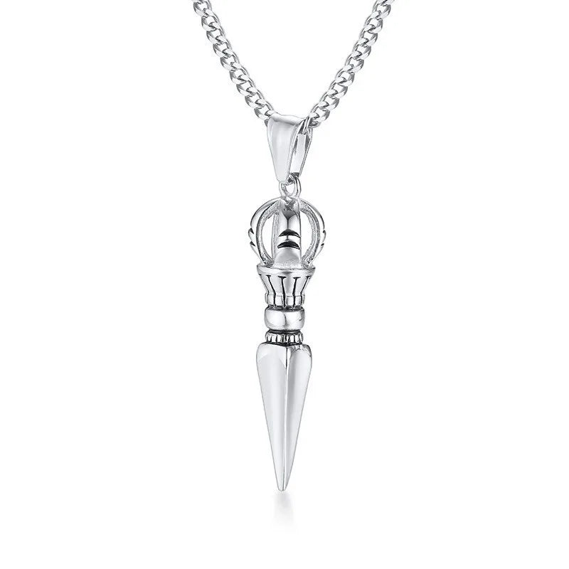 Tibetan Vajra Dagger Pendant Necklace — Stainless Steel