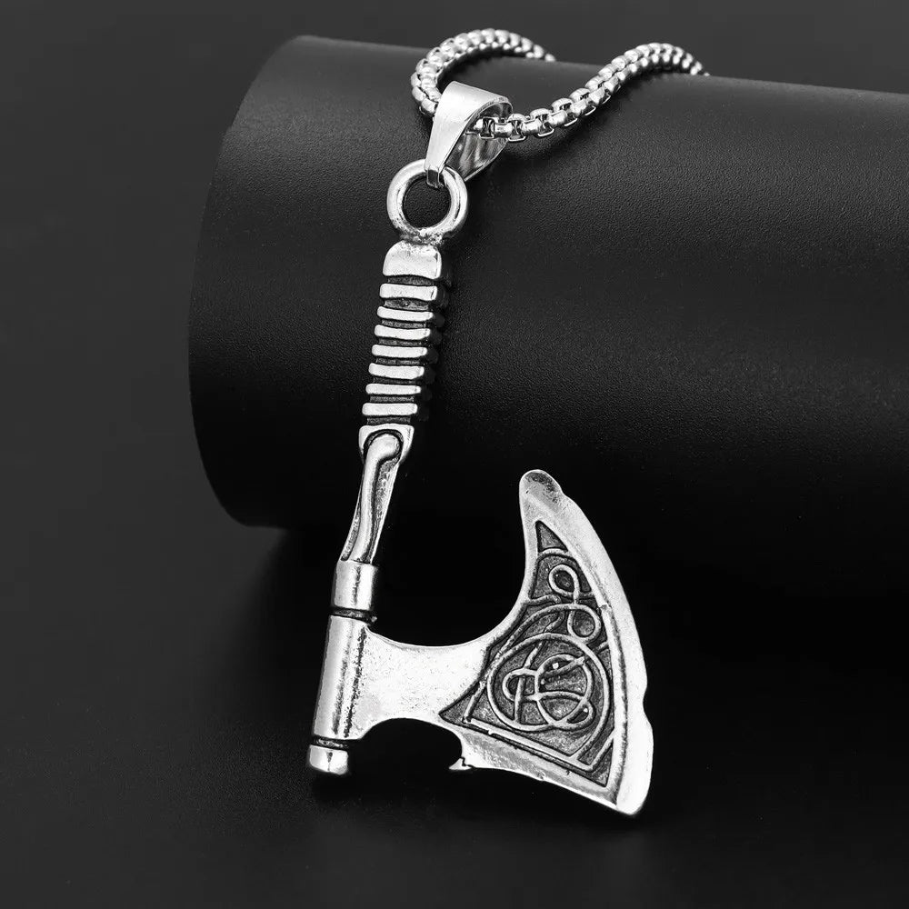 New Punk Retro Nordic Style Viking Tomahawk Titanium Steel Pendant Necklace Charm Men Jewelry Gift Wholesale
