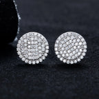 Iced Out Round Stud Earrings — 925 Silver