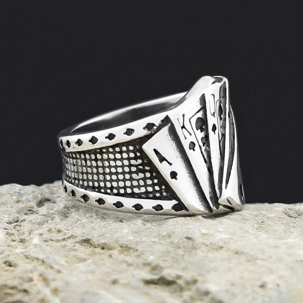 Poker Card Steel Ring Vintage Biker Playing Finger
