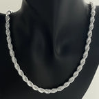 Anrara 925 sterling silver necklace 8MM twisted rope fashion men's necklace