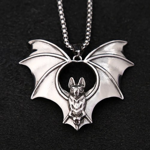 Bat Pendant Necklace — Stainless Steel