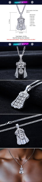 Iced Out Jesus Pendant — 925 Silver