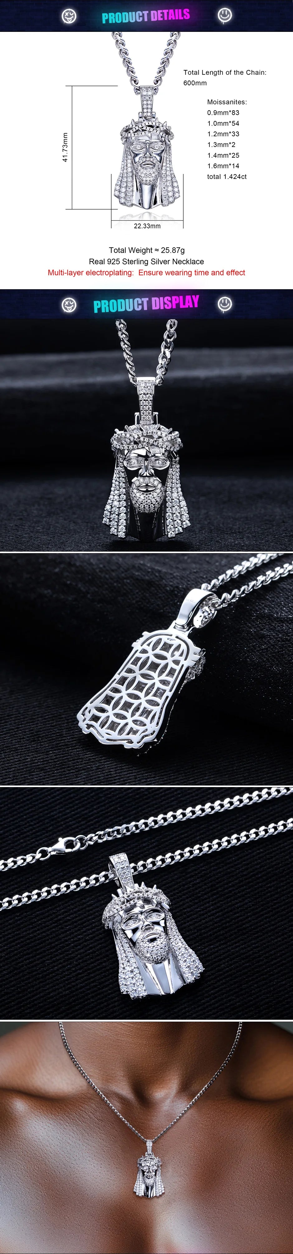 Iced Out Jesus Pendant — 925 Silver