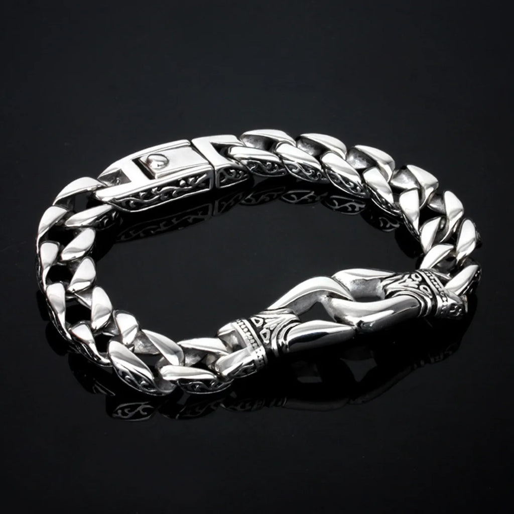 Men's Punk Silver Color Bracelet Stainless Steel Hypoallergenic Jewelry Gift Party Bangles Chain Accessory
