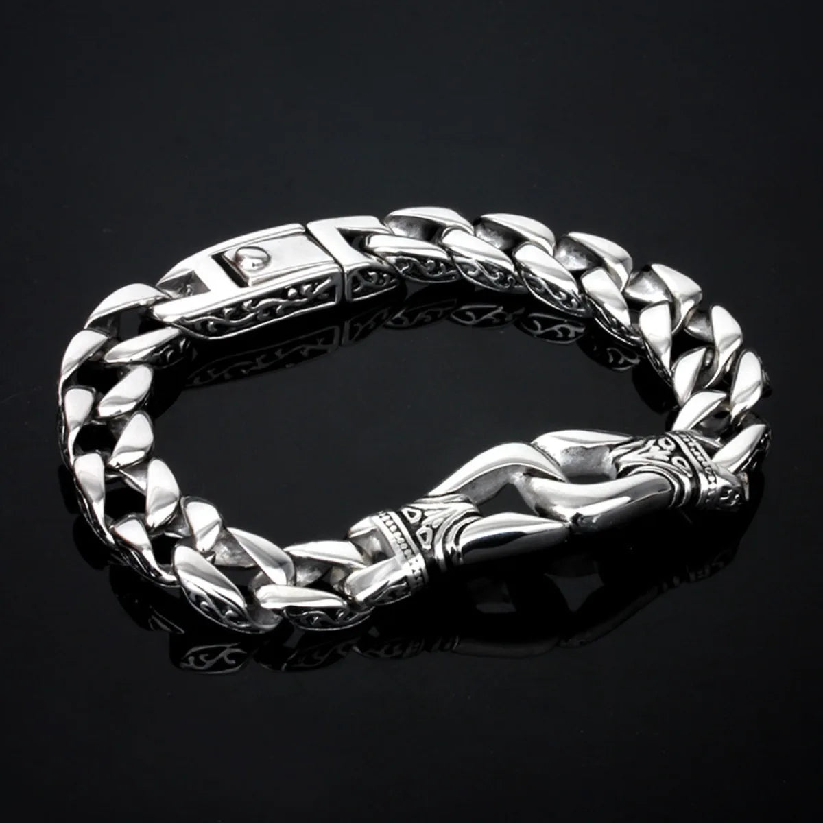 Men's Punk Silver Color Bracelet Stainless Steel Hypoallergenic Jewelry Gift Party Bangles Chain Accessory