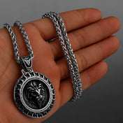 Slavic Sun Lion Amulet Pendant — Stainless Steel