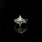 Vintage Punk Cross Star Mark Rhombus Ring — Slim Open Band
