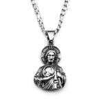 Sacred Heart Jesus Amulet Pendant Necklace — Stainless Steel