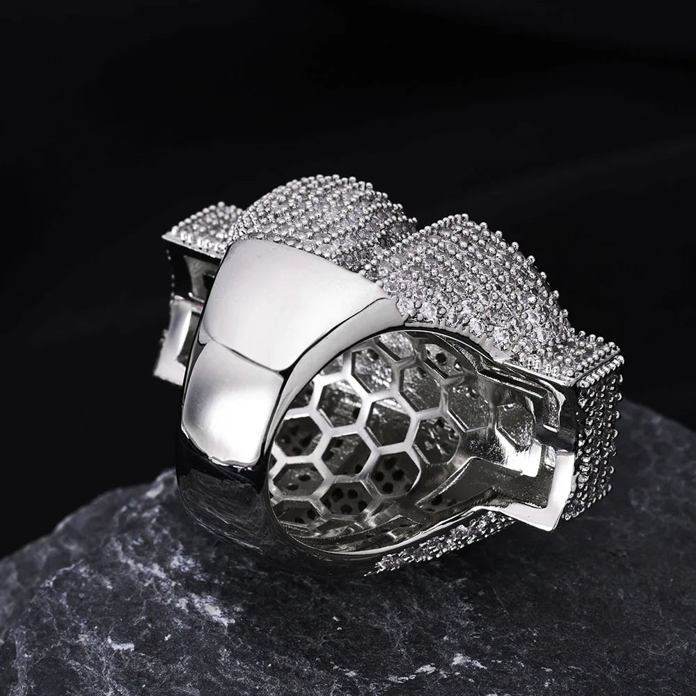 Gold Iced Out Money Sign Ring Statement