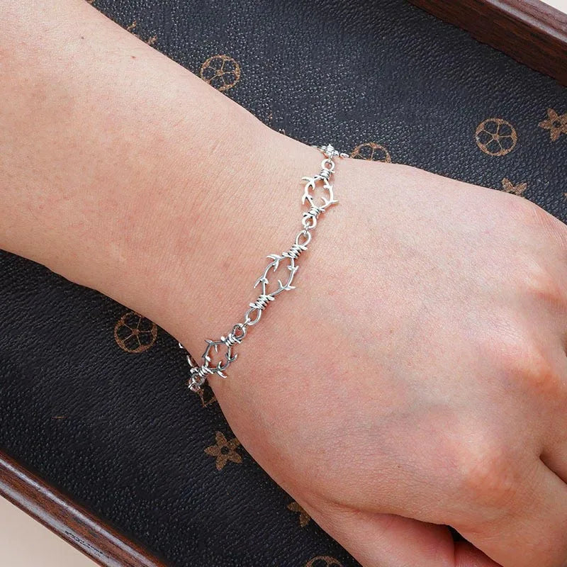Silver Color Geometric New Barbed Wire Choker Necklace for Women Men Gothic Punk Thorn Chain Necklaces Hip Hop Y2K Jewelry Gift