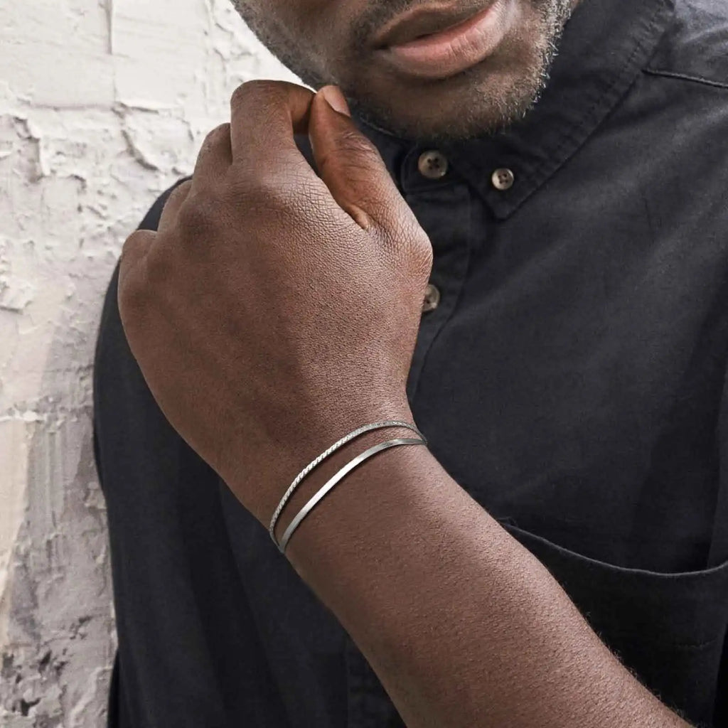 Minimal Blade Chain Bracelet Set — Stainless Steel