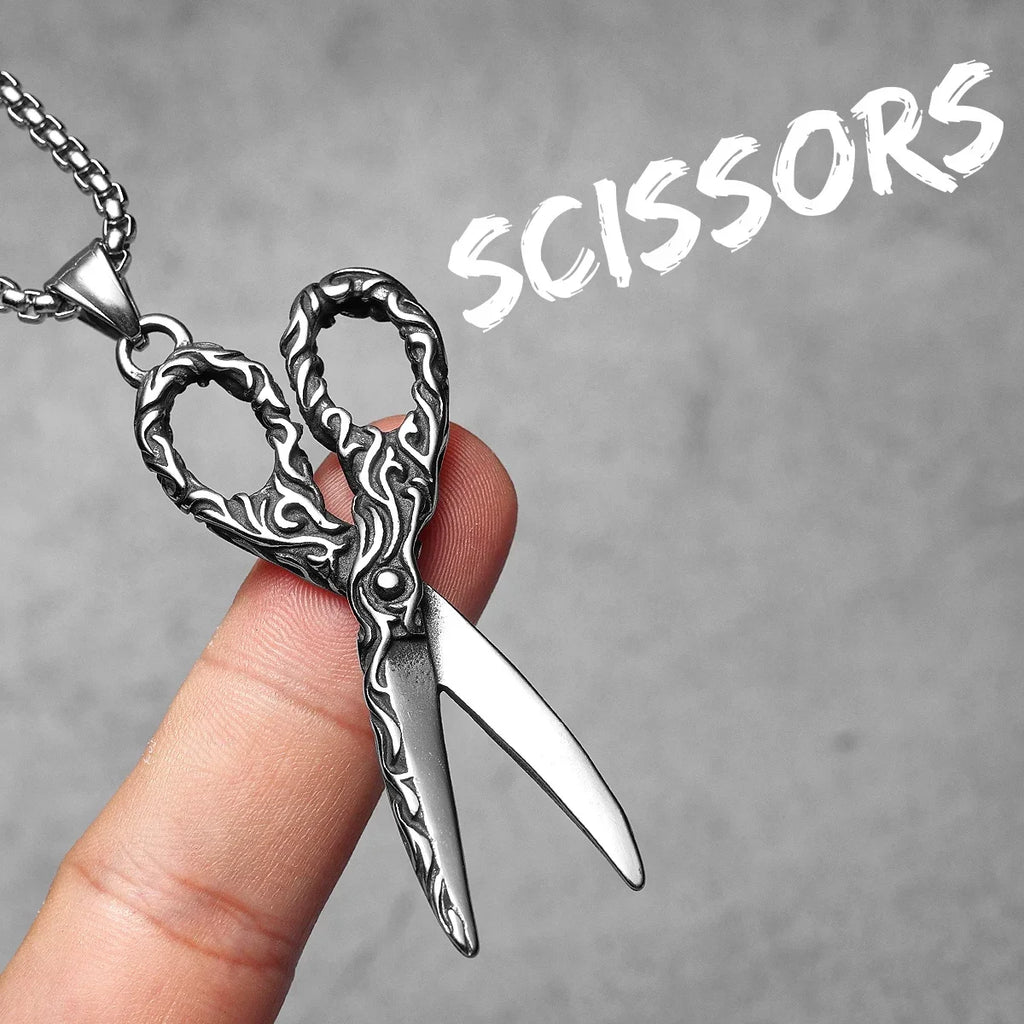 Barber Tools Pendant Necklace — Stainless Steel