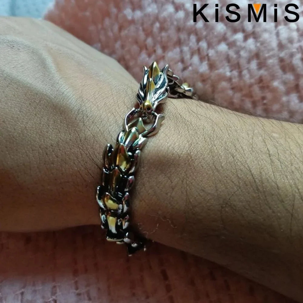 Mens Dragon Bracelet Curb Chain Gothic Biker Link Cuff Wristband 1PC Men's Accessories Gift for Him