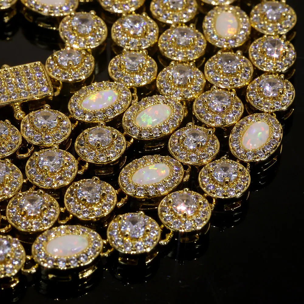 Tennis Chain Necklace Stainless Steel Opal Diamond