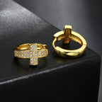 Cross Iced Out Earrings Stainless Steel CZ