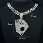 Iced Out Poker Card Cuban Pendant — Gold